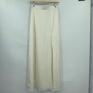 Fame and Partners Cream Lined Long Casual Side Slit Maxi Skirt Size 2